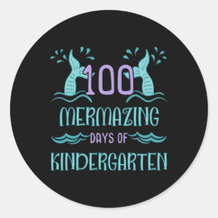 Adesivo 100 dias de escola para garotas Mermaid Kindergart