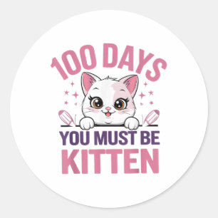 Adesivo 100 Dias De Escola Você Deve Ser Gatinho Gato 100º