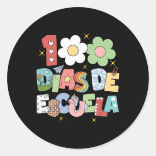 Adesivo 100 Dias De Escuela Professora Bilíngue Espanhola