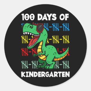 Adesivo 100 Dias De Estudo De Pré-Escolas T-rex Dino No Ja
