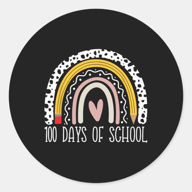 Adesivo 100 Dias De Professora Arco-Íris 100 Dia De Csc (Frente)