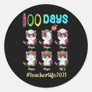Adesivo 100 Dias De Professora Escolar Unicórnio Vestindo 