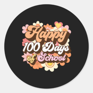 Adesivo 100 Dias De Professores Crianças Retro Feliz 100º