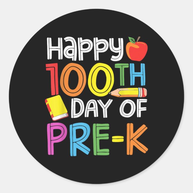 Adesivo 100 Dias De Professores Da Pré-Escolas 100 Dias De (Frente)