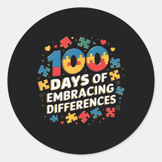Adesivo 100 Dias De Professores Escolares Que Envolvem Dif (Frente)