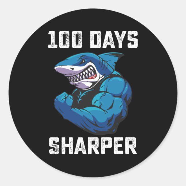Adesivo 100 Dias De Sharper Shark 100.º Dia De Gym Escolar (Frente)