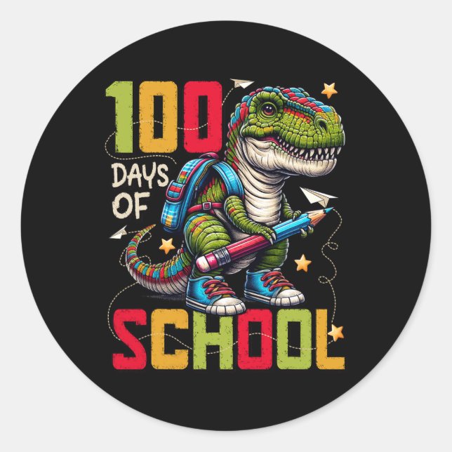 Adesivo 100 Dias De Trex Escolar 100 Dias Mais Inteligente (Frente)