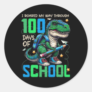 Adesivo 100 Dias De Trex Escolar 100 Dias Mais Inteligente