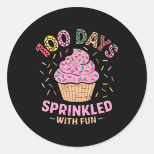 Adesivo 100 Dias Empurrados Com Cupcake Divertido 100 Dias