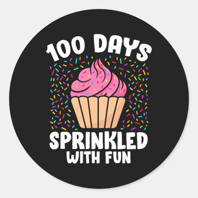 Adesivo 100 Dias Empurrados Com Cupcake Divertido 100 Dias (Frente)