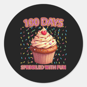 Adesivo 100 Dias Empurrados Com Cupcake Divertido 100 Dias