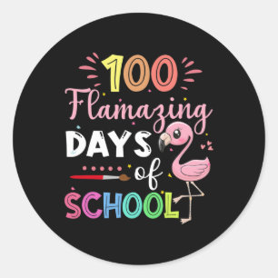 Adesivo 100 Dias Incríveis De Estudante De Flamingo Em Cut