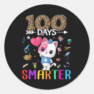 Adesivo 100 Dias Mais Inteligente Gatinha Feliz 100º Dia d