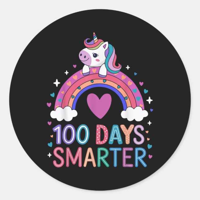 Adesivo 100 Dias Mais Inteligentes De Unicórnio Para A Cel (Frente)