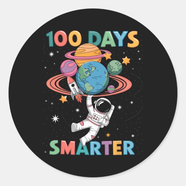 Adesivo 100 Dias Mais Inteligentes Do 100º Dia De Astronau (Frente)