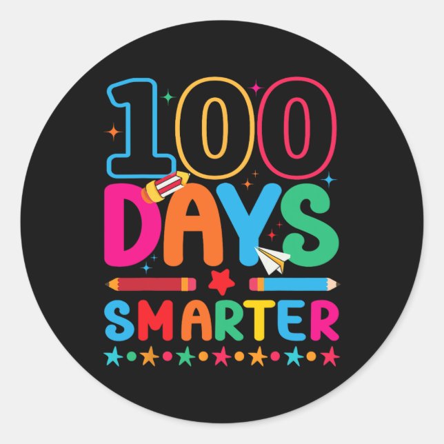 Adesivo 100 Dias Mais Inteligentes Feliz 100º Dia da Escol (Frente)