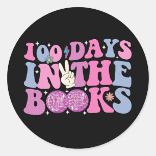 Adesivo 100 Dias Nos Livros Disco Ball Groovy Retro
