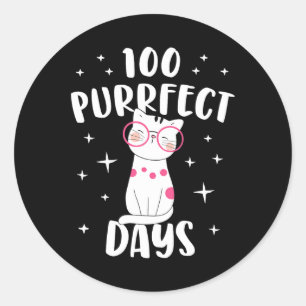 Adesivo 100 Dias Puros Gato Feliz 100º Dia da Escola Co