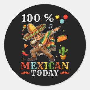 Adesivo 100% Mexicano Hoje Criança Cinco De Mayo Dab Mexic
