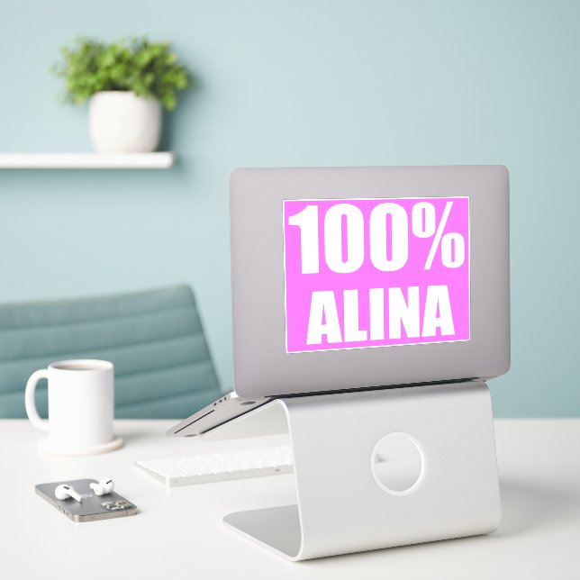 Adesivo 100% Nome Alina (Laptop na mesa)