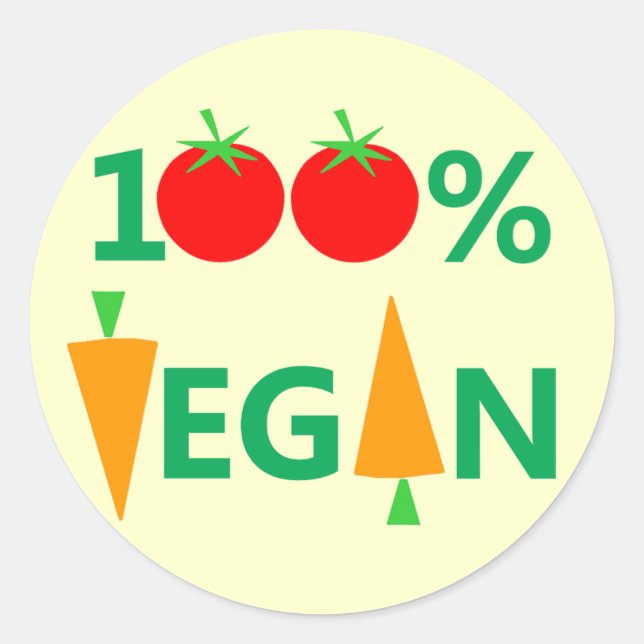 Adesivo 100% Vegan Witty Stickers Para Ativistas Vegetais (Frente)