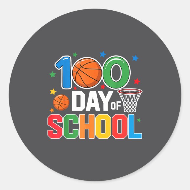 Adesivo 100th Day Of School Basketball - Kids 100 Days Of  (Frente)