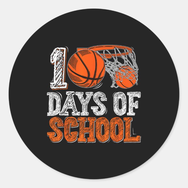 Adesivo 100th Day Of School Basketball Kids 100 Days Of Sc (Frente)