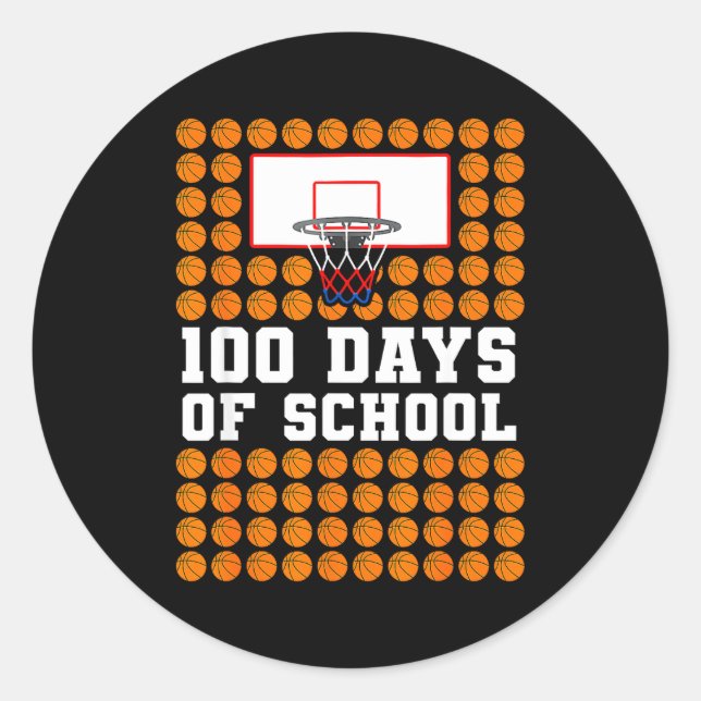 Adesivo 100th Day Of School Basketball Kids 100 Days Of Sc (Frente)