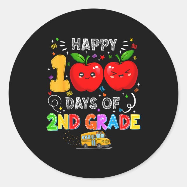 Adesivo 100th Days Of 2nd Grade 100 Days Toddler Girl  (Frente)