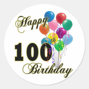 Adesivo 100th presentes de aniversário e roupa felizes do