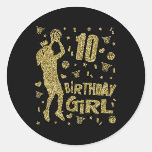 Adesivo 10.º Aniversário Garotas Fãs de Basquete Jogadoras