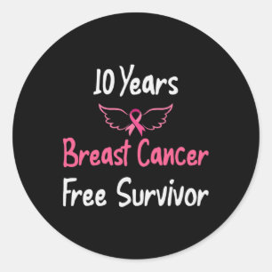 Adesivo 10 anos de Cancer de mama rosa sem Cancer de peito