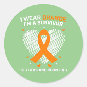 Adesivo 10 anos de Leucemia Livre de Cancer Sobrevivência