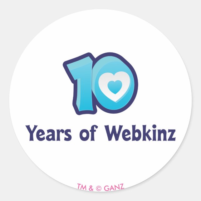 Adesivo 10 anos de logotipo Webkinz (Frente)