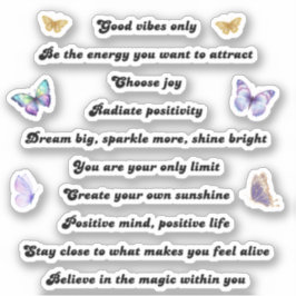 Adesivo 10 citações positivas motivacionais