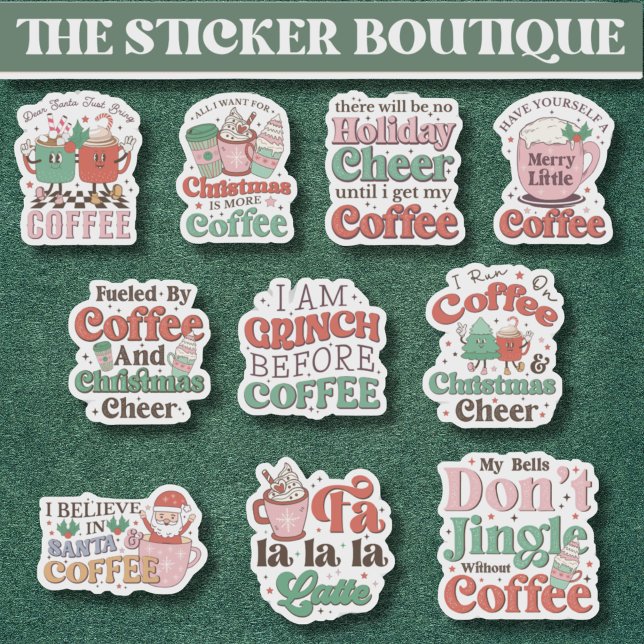 Adesivo 10 Em Um Café Festivo Festivo Festivo Cuto e Cheer (Criador carregado)