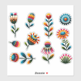 Adesivo 10 Folk Art Flowers Transparent Sticker