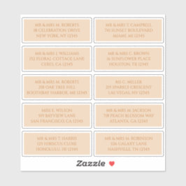 Adesivo 10 Nome de Convidado Individual Endereço Champagne