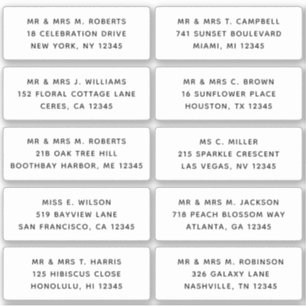 Adesivo 10 Nome de Convidado Individual Endereço Parte Ca