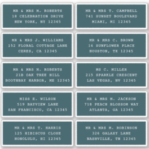 Adesivo 10 Nome de Convidado Individual Endereço Parte Cas