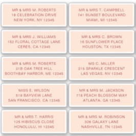 Adesivo 10 Nome de Convidado Individual Endereço Parte Cas