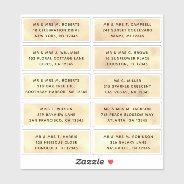 Adesivo 10 Nome de Convidado Individual Endereço Parte Cas (Folha)