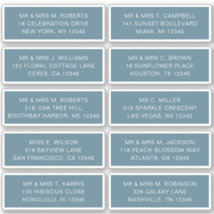 Adesivo 10 Nome de Convidado Individual Endereço Parte Cas