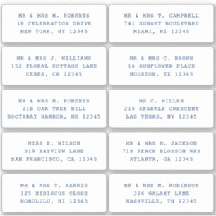 Adesivo 10 Nome de Convidado Individual Endereço Parte Cas