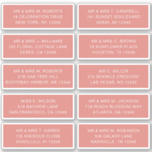 Adesivo 10 Nome de Convidado Individual Endereço Parte Cas