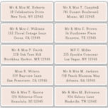 Adesivo 10 Nome de Convidado Individual Endereço Parte Cas<br><div class="desc">10 Autocolantes de Nome de Convidado Individuais Os adesivos Black White Script do Partido de Endereços Negra de Casamento contêm 10 adesivos com o nome de convidado individual e o endereço em cada adesivo em preto sobre um fundo esticado. Também perfeito para Natal e Cartões de natal, convites de festas,...</div>