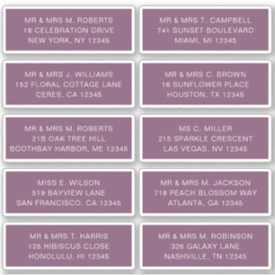 Adesivo 10 Nome de Convidado Individual Endereço Parte Cas