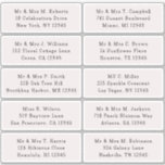 Adesivo 10 Nome de Convidado Individual Endereço Parte Cas<br><div class="desc">10 Autocolantes de Nome de Convidado Individuais Os adesivos Black White Script do Partido de Endereços Negra de Casamento contêm 10 adesivos com o nome de convidado individual e o endereço em cada adesivo em preto num fundo de champanhe suave. Também perfeito para Natal e Cartões de natal, convites de...</div>