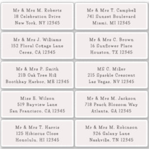 Adesivo 10 Nome de Convidado Individual Endereço Parte Cas