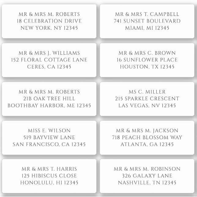 Adesivo 10 Nome de Convidado Individual Endereço Partido C (Frente)